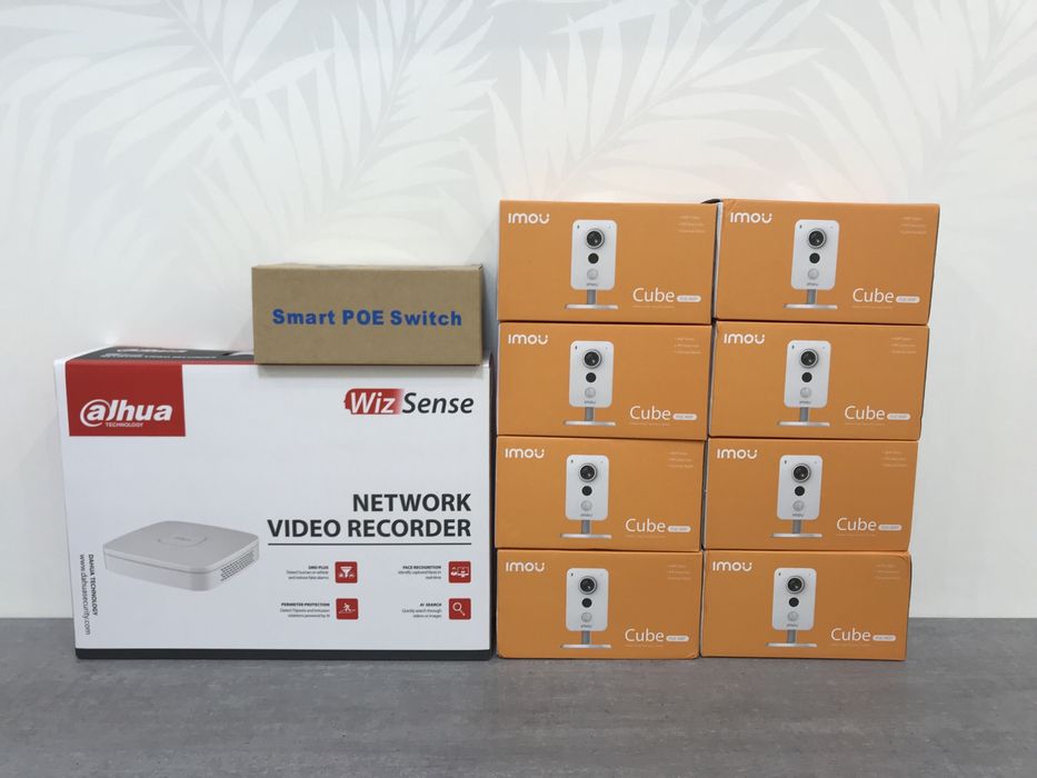 4Мп 8 камер Dahua 4Mp Комплект ip видеонаблюдения в магазин офис дом