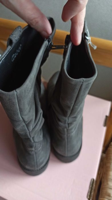 Szare skórzany kozaki botki Gabor 42 szerokie