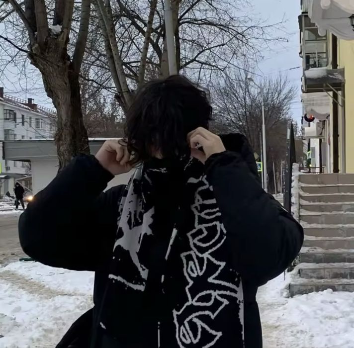 Шарф черно-белый zxc ghoul style cursed