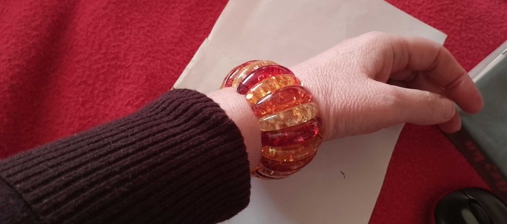 nowa szeroka bransoleta imitacja bursztynu