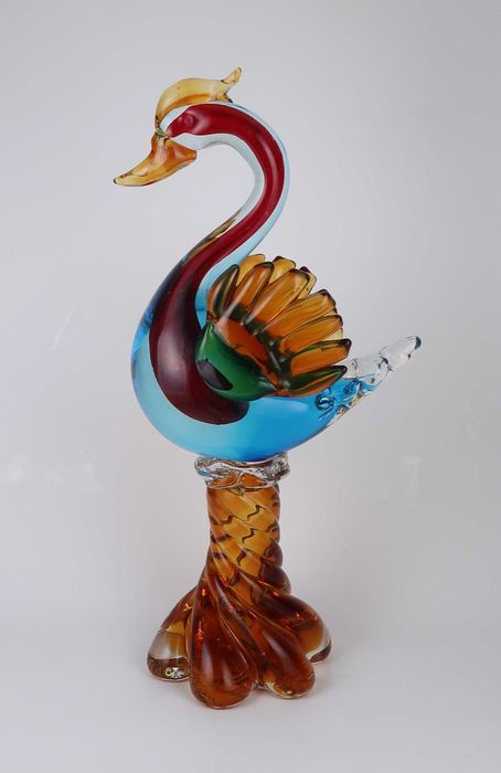 Escultura de pássaro Fénix em vidro Murano