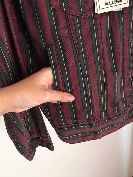 casaco de ganga homem pull&bear blusao vermelho