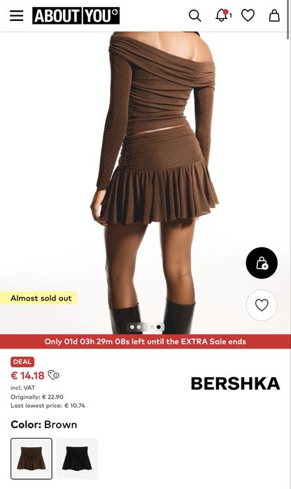 Спідниця Bershka коричнева в розмірі S