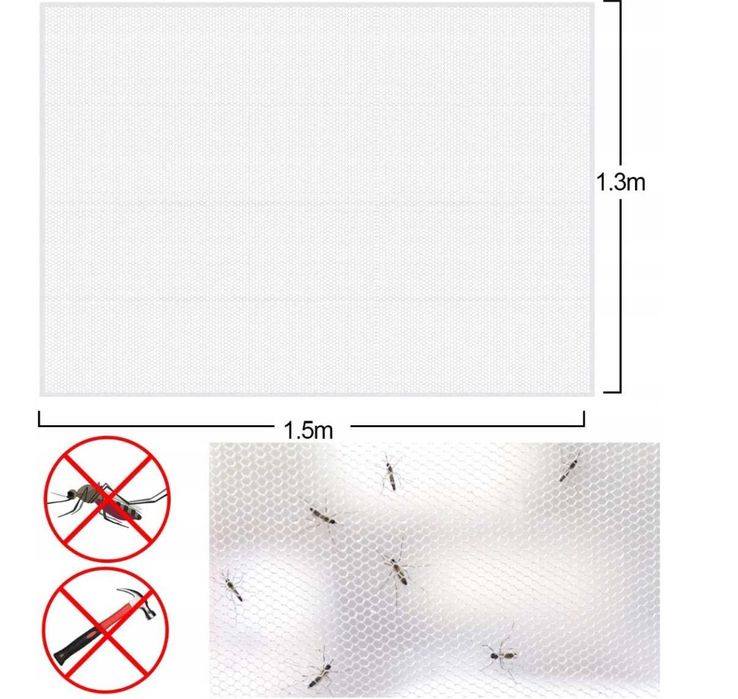 Moskitiera SIATKA NA OKNO przeciw komarom muchom 150x130 z rzepem