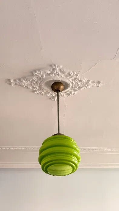 Candeeiro Vintage de vidro verde