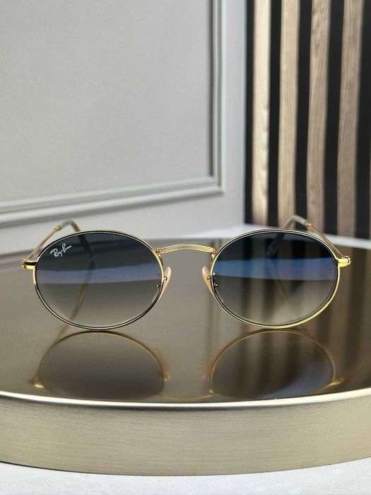 Сонцезахисні окуляри Ray-Ban RB3547 N золото, блакитна градієнтна лінза, овальні, подвійна перемичка, унісекс, оригінал