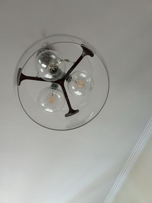 Candeeiro suspenso em vidro e inox