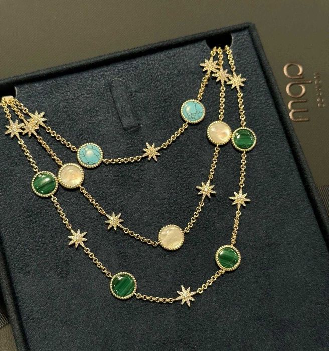 Naszyjnik APM Monaco – złota gwiazda spadająca i malachit