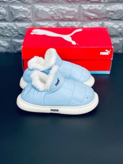 Кожаные Дутики пума / сноубутсы пума, тапки на меху, ботинки Puma