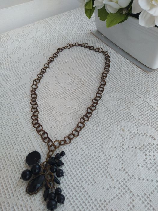 Colar comprido estilo étnico preto, original