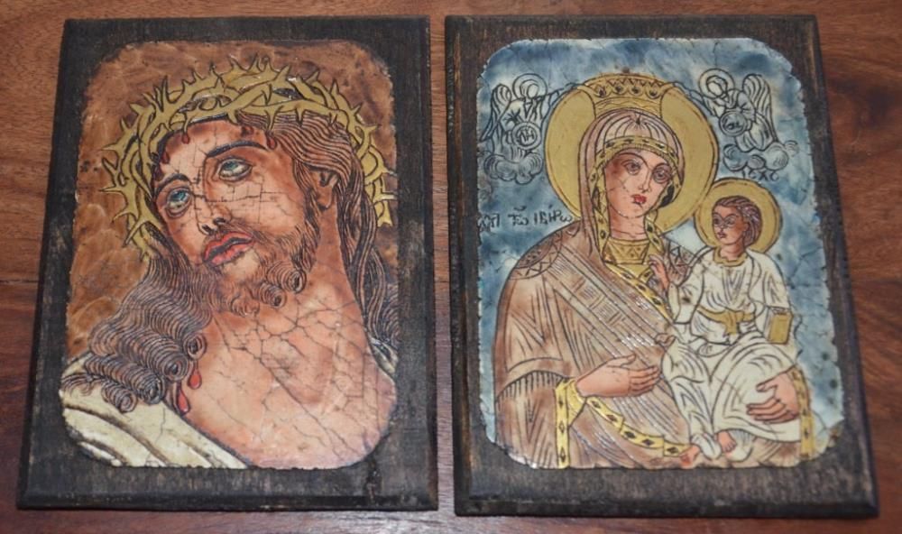 Quadros Artesanais em Madeira–Virgem Maria e Jesus – Origem: Bulgária