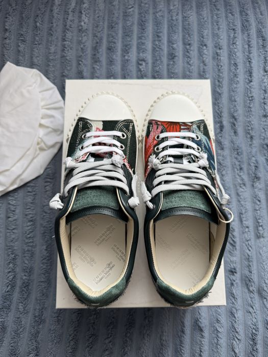 Maison Margiela Evolution Low Top  Distressed Green Leather