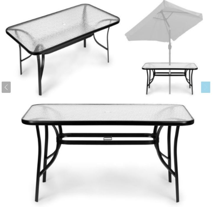 Stół / stolik ogrodowy tarasowy szklany blat 120 × 70 cm – 6 osób – czarny