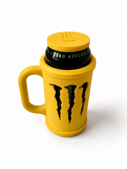 Caneca porta-lata amarelo com tampa
