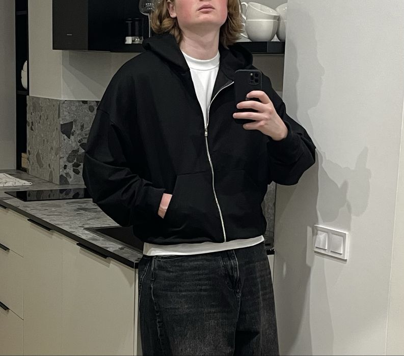 Базовий Оверсайзовий Зіп Худі oversized boxy fit M L XL оверсайз зип худи худа зипка baggy loose cropeed fit basic hoodie yzy balenc серый черный