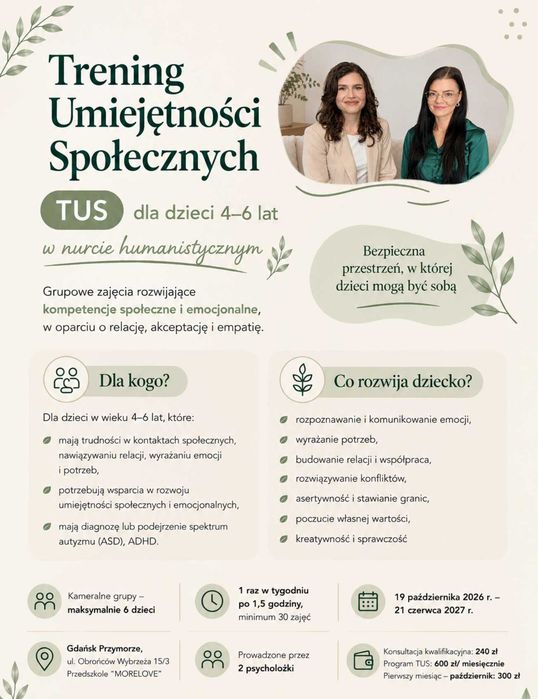 TUS - Trening Umiejętności Społecznych dla dzieci 4-6 lat