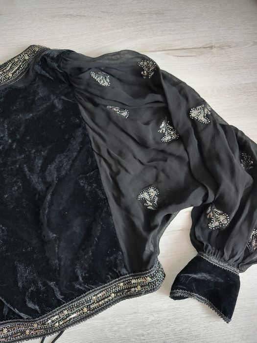 Zara kurtka z haftem limited edition aksamitna bluzka limitowana XS