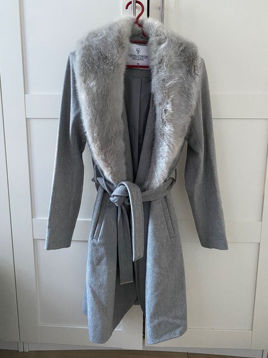 Nowy szary płaszcz 50% wełny Chiara Forthi R. 38