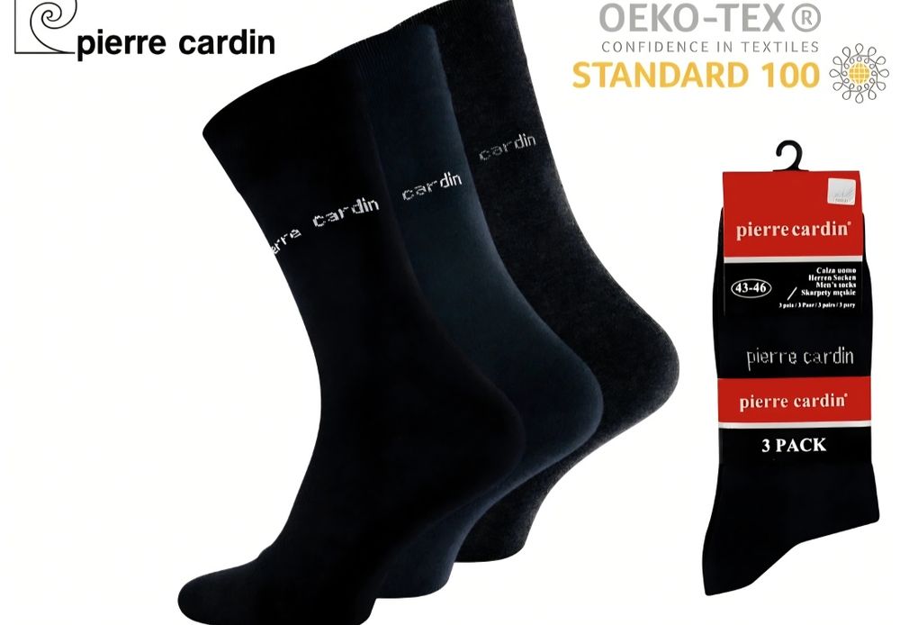 OKAZJA! Zestaw 3x markowe skarpety męskie PIERRE CARDIN prezent 43-46