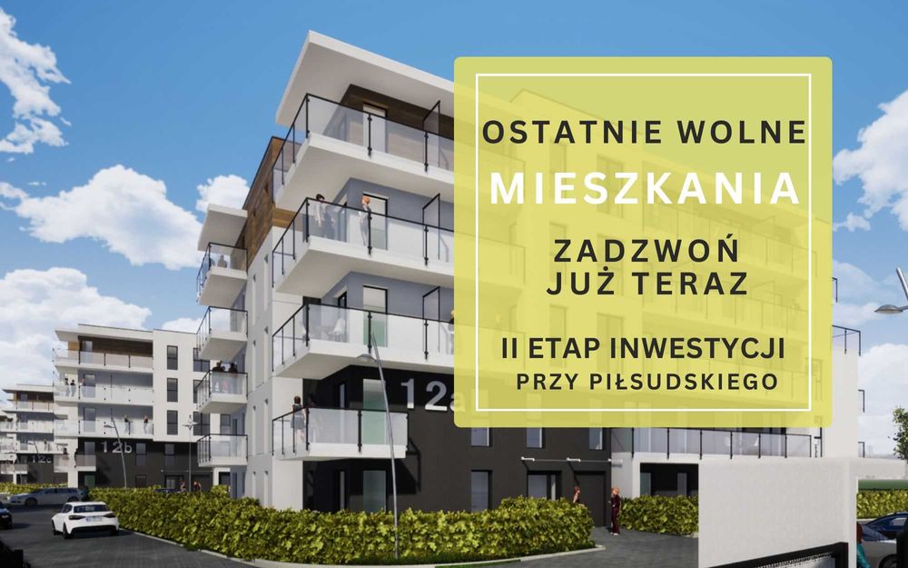 Nowoczesne 2 pokoje z balkonem | 50,58 m² | Koluszki, ul. Piłsudskiego | 3 piętro