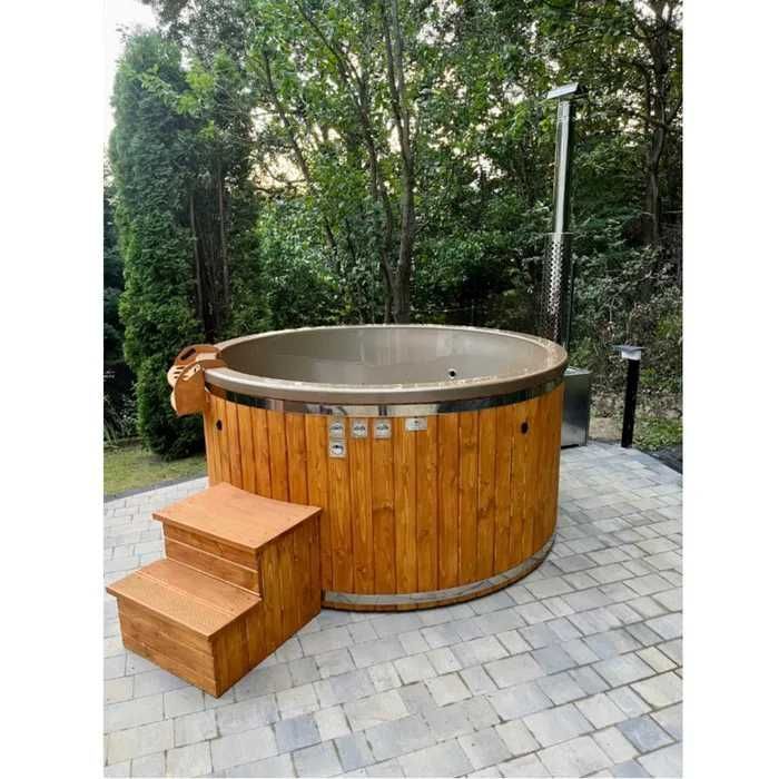 Balia do samodzielnego montażu z piecem hydromasażem zrób to sam DIY bania – wkład akrylowy okrągły 200 cm zestaw majsterkowicza zrob jacuzzi sam