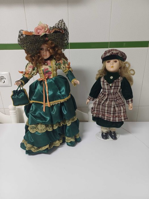 Bonecas em porcelana estilo Vitoriano vintage 2 unidades