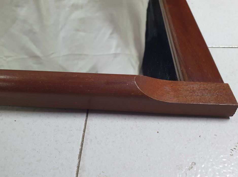 Espelho retangular vintage em madeira maciça - 106x55cm