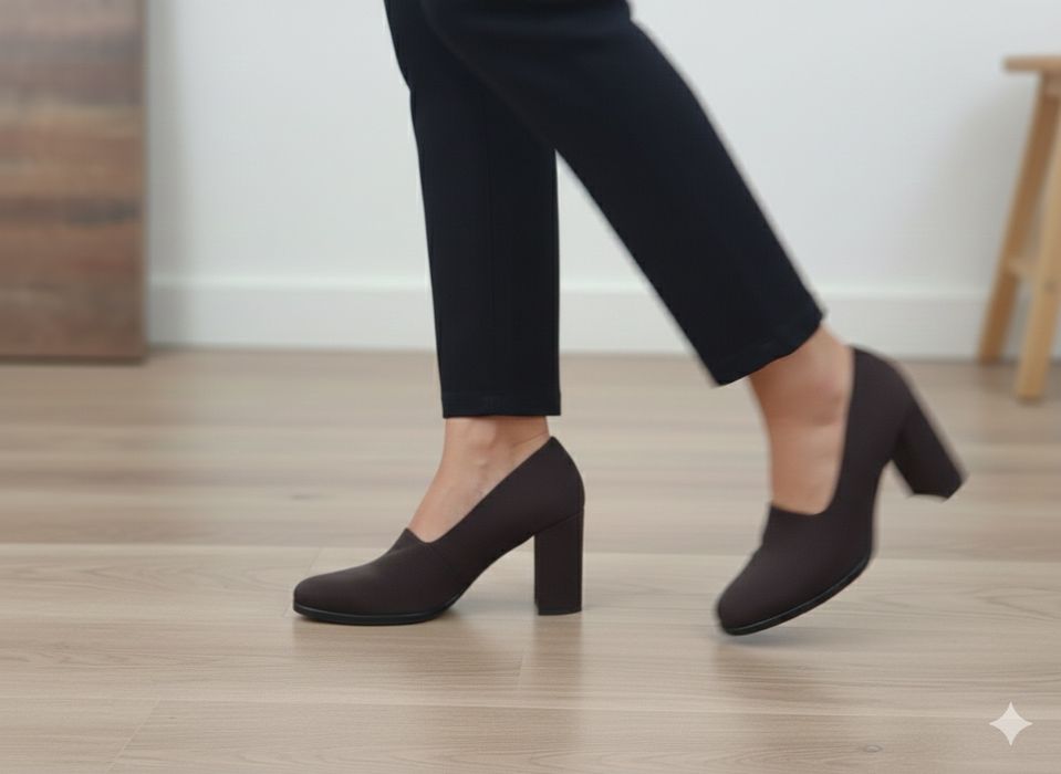 Sapatos castanhos em pele, elegantes - Tamanho 37