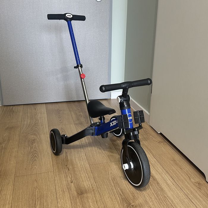 XJD Trike 3w1 rowerek trójkołowy dla dziecka biegowy spacerowy, stan bardzo dobry, regulowany, ściągane pedały