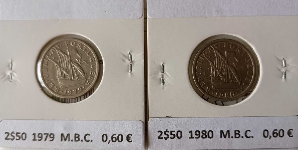 9 Moedas Portuguesas de 2,50 escudos da 2ª República ( Níquel )