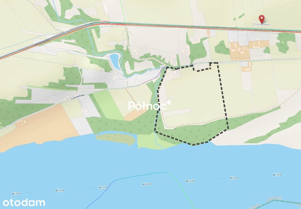 Siedlisko 15ha linia brzegowa Wisły, 65 km od WAW