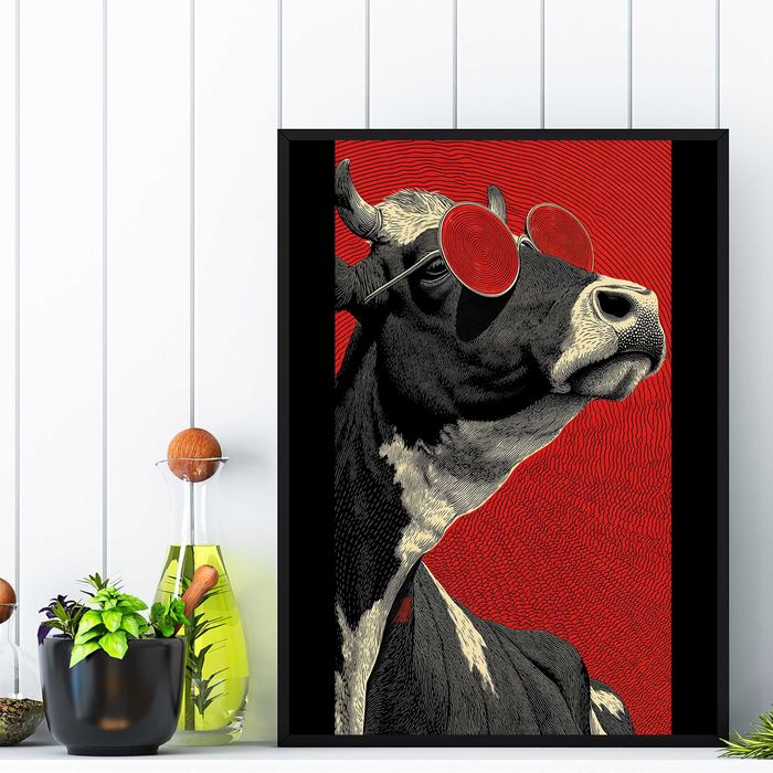 plakat do pokoju krowa, obraz do salonu krowa, plakat abstrakcja krowa