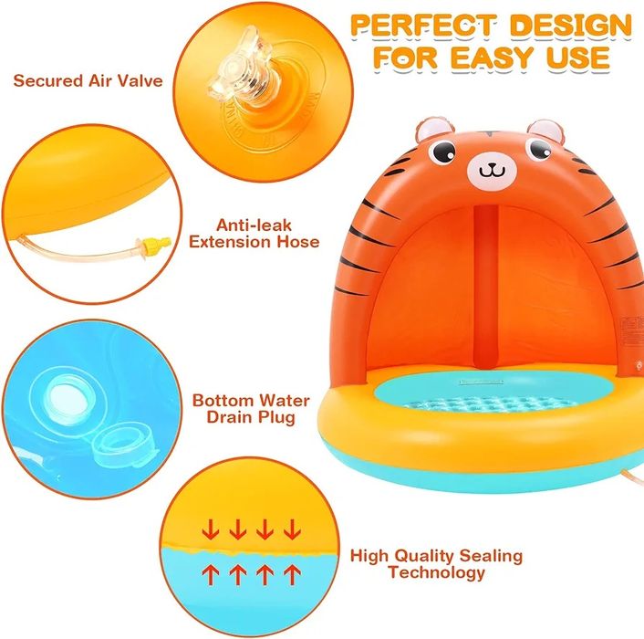 Piscina insuflável flutuador bebé com repuxo proteção sol ENVIO GRÁTIS