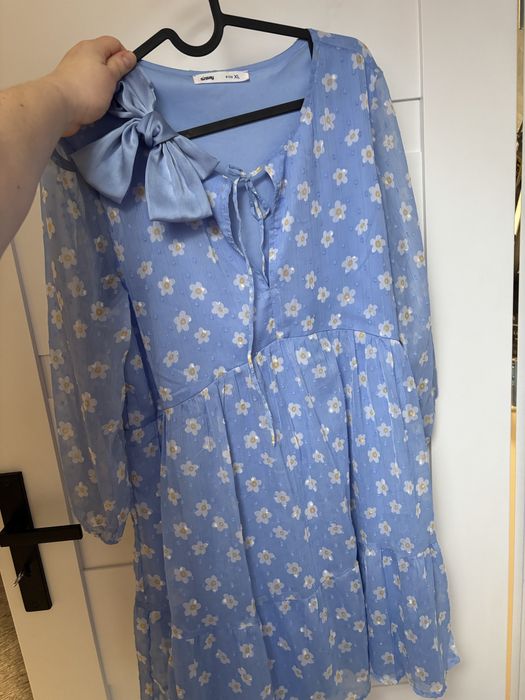 Sukienka sinsay w kwiaty XL plus kokarda