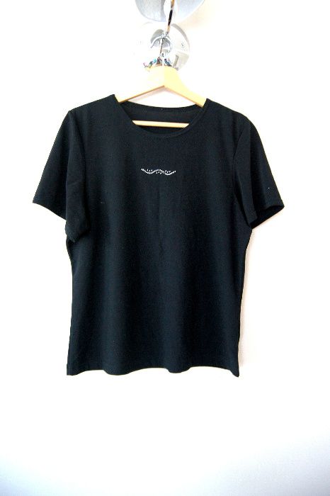 czarna bluzka czarny t-shirt koszulka prosta oversizowa 40 42XL top