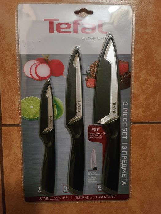 Набір ножів TEFAL Сomfort (3 шт.) 9, 12, 15 см з чохлами