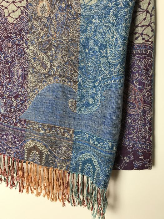 Piękna kolorowa jedwabna, kaszmirowa chusta Pashmina orientalne wzory