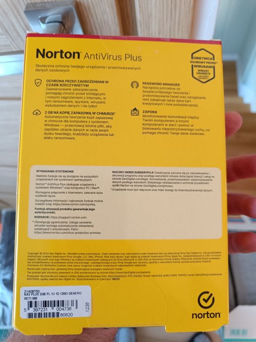 Norton Antivirus Plus roczna subskrypcja 1 urzadzenie