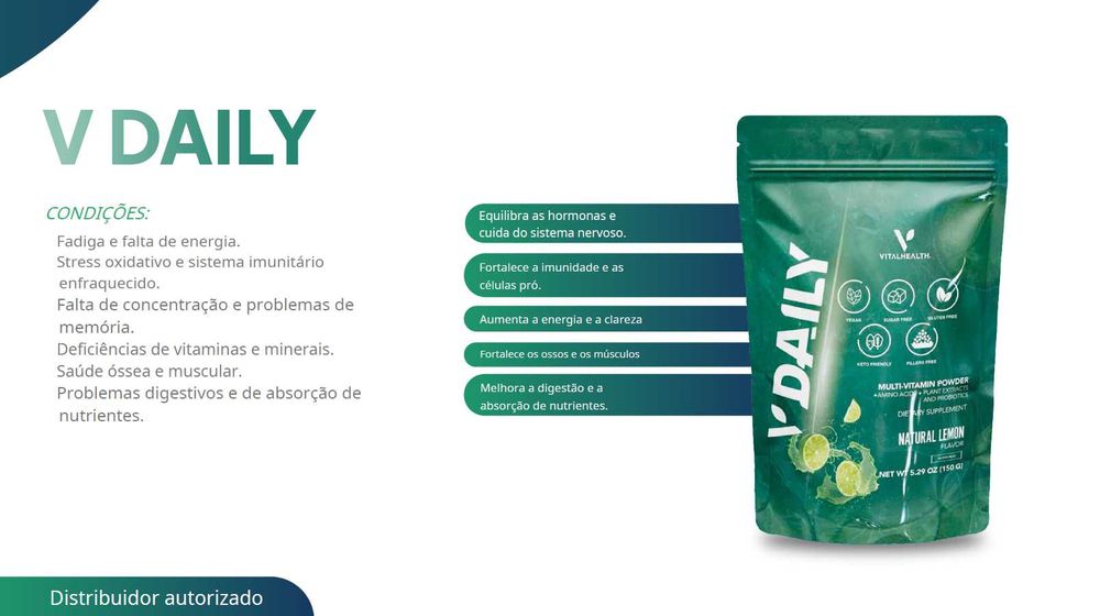 V-Daily Multi-Vitamin Powder (Novo e Selado) - Energia e Imunidade