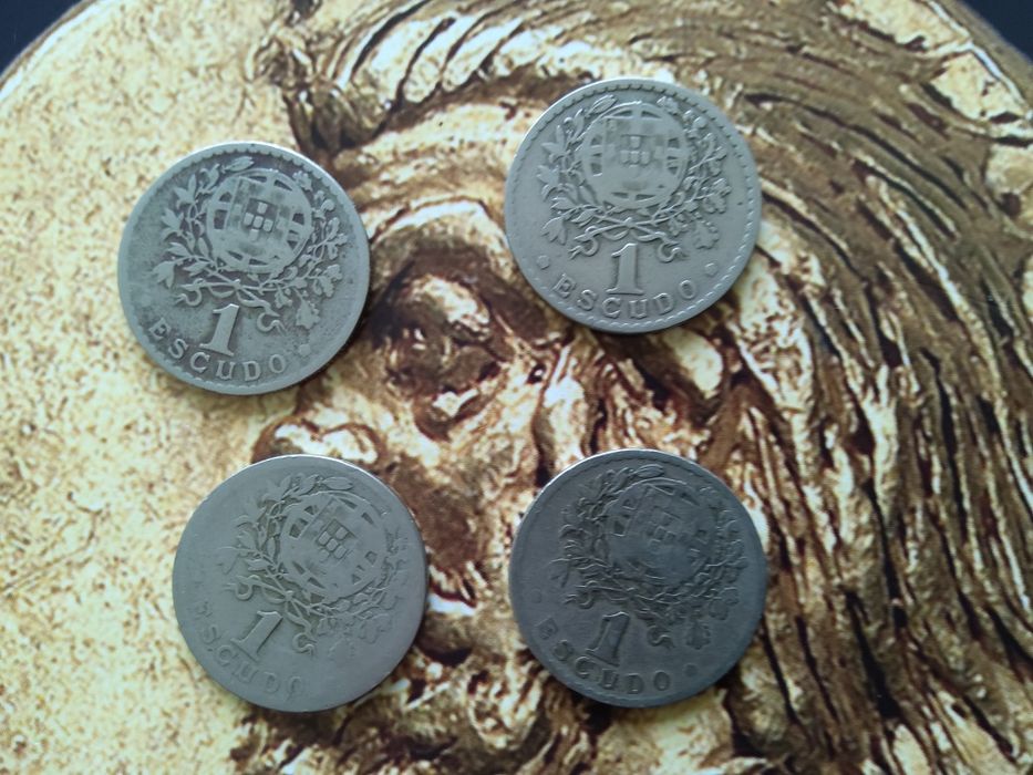 3226#Portugal lote 4 moedas 1 escudo alpaca República 1930/1/9/44 rara