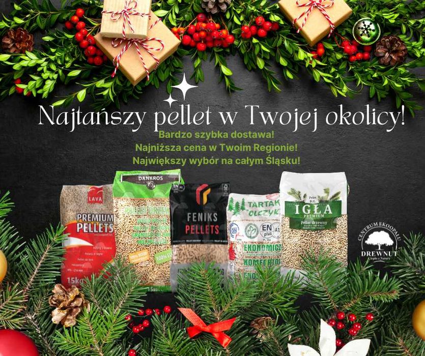 Pellet  NAJTAŃSZY oraz pelet Feniks Drewnut Lava Olczyk Dankros A2