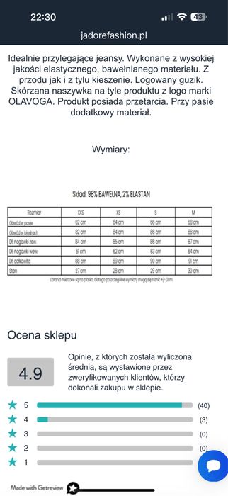 Spodnie jensowe OlaVoga