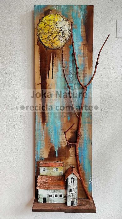 Single Panel, 100% Handmade, Canvas and Wood with Mixed Techniques (102x30 cm)