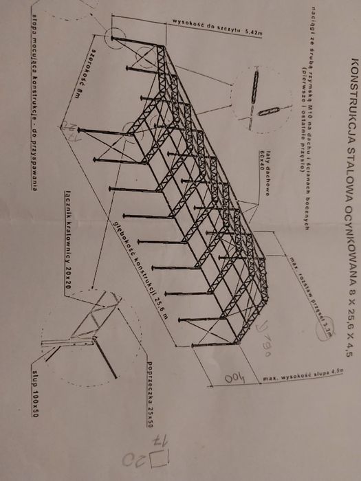 Stelaż wiaty 26m na 8m