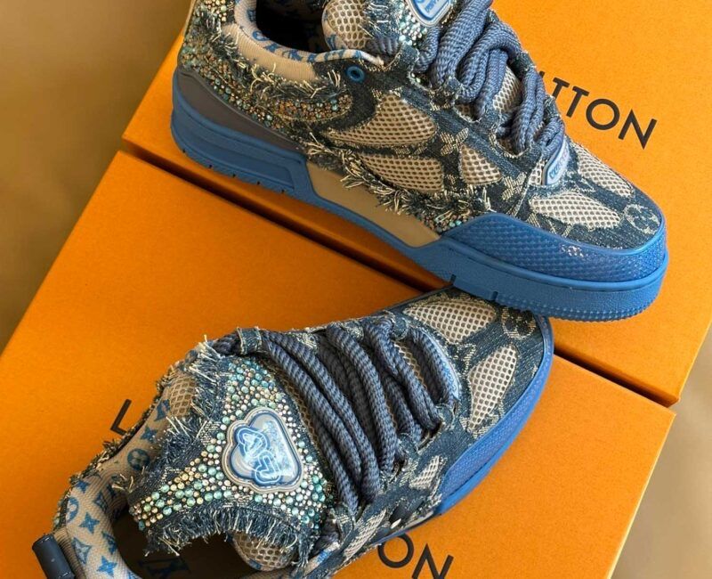 ДОСТАВКА 1-2 ДНІ‼️Louis Vuitton Skate Trainer Blue Swarovski Monogram.