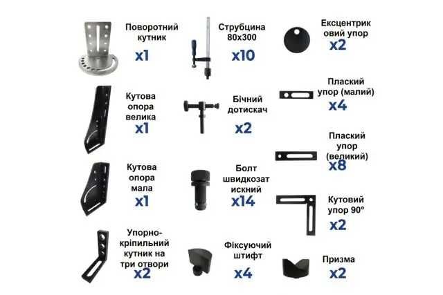 Набір інструментів STANDARD з автоматичними струбцинами POS-MET 16 мм