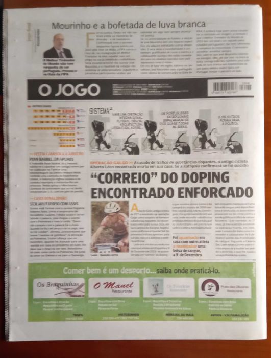 Jornal o Jogo janeiro de 2011 José Mourinho melhor treinador do mundo