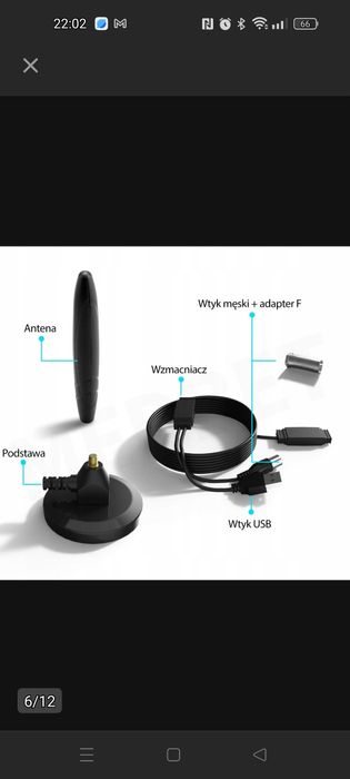Antena aktywna plus wzmacniacz  pokojowa do tv DVB