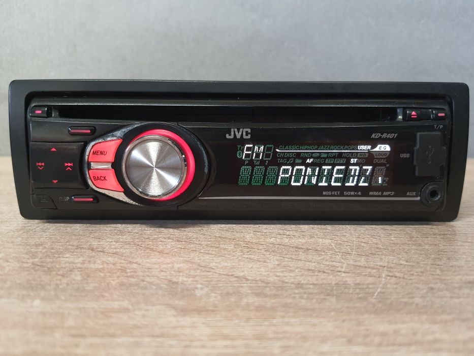 Radio Samochodowe JVC KD-R401 / USB, CD z MP3 AUX 4x50W RCA dla wzmacniacz
