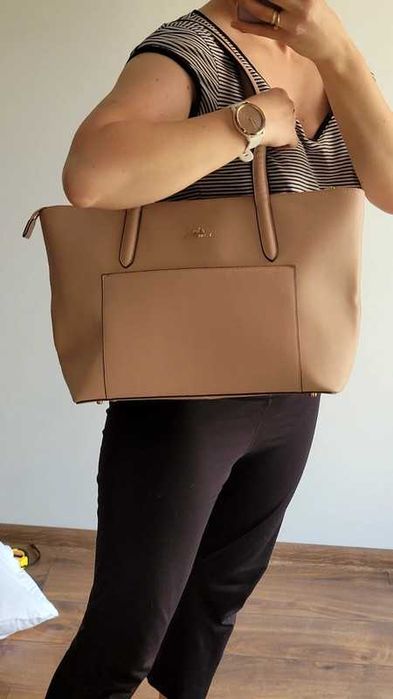 Skórzana shopperka/torba shopper/Wittchen pudrowy róż A4